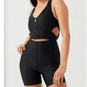 Outdoor Voices Black Zip Up Splashknit Bodysuit/Romper Women's Size Small